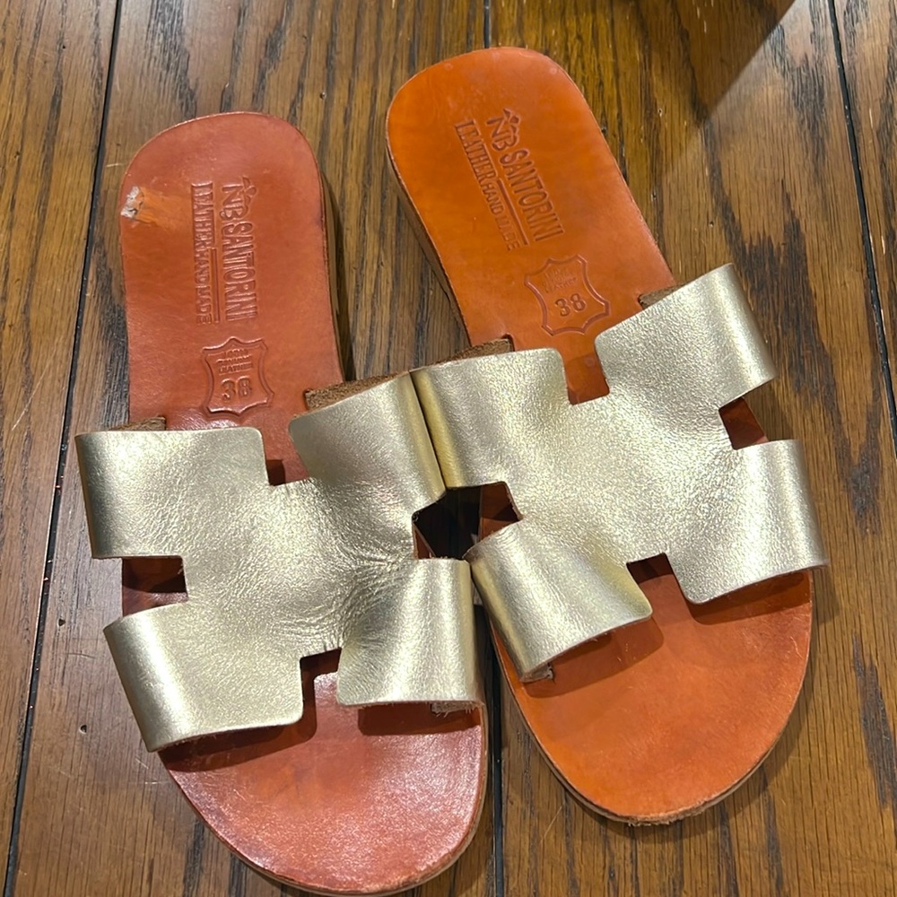 Santorini Greece Handmade Leather/Gold Sandals ✨